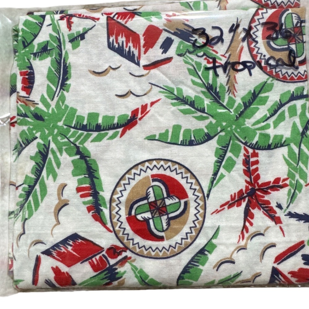 Vtg‎ Feed Bag Sack Fabric - 1930's-1950's - 32" X 36" Tropical Hawaiian